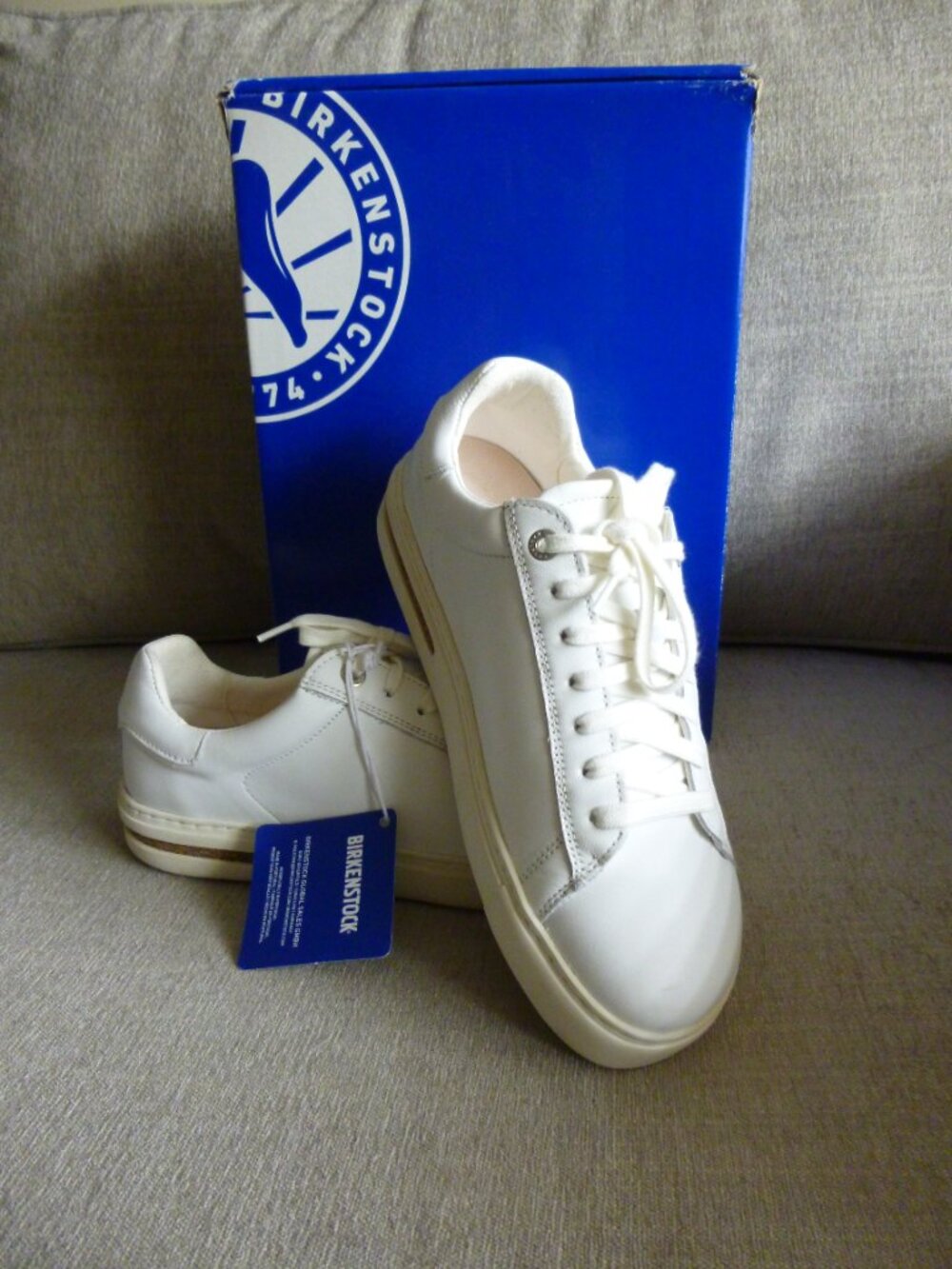 Womens BIRKENSTOCK 'Bend Low' White Leather Sneakers Size 38/8 Medium - Picture 9 of 13